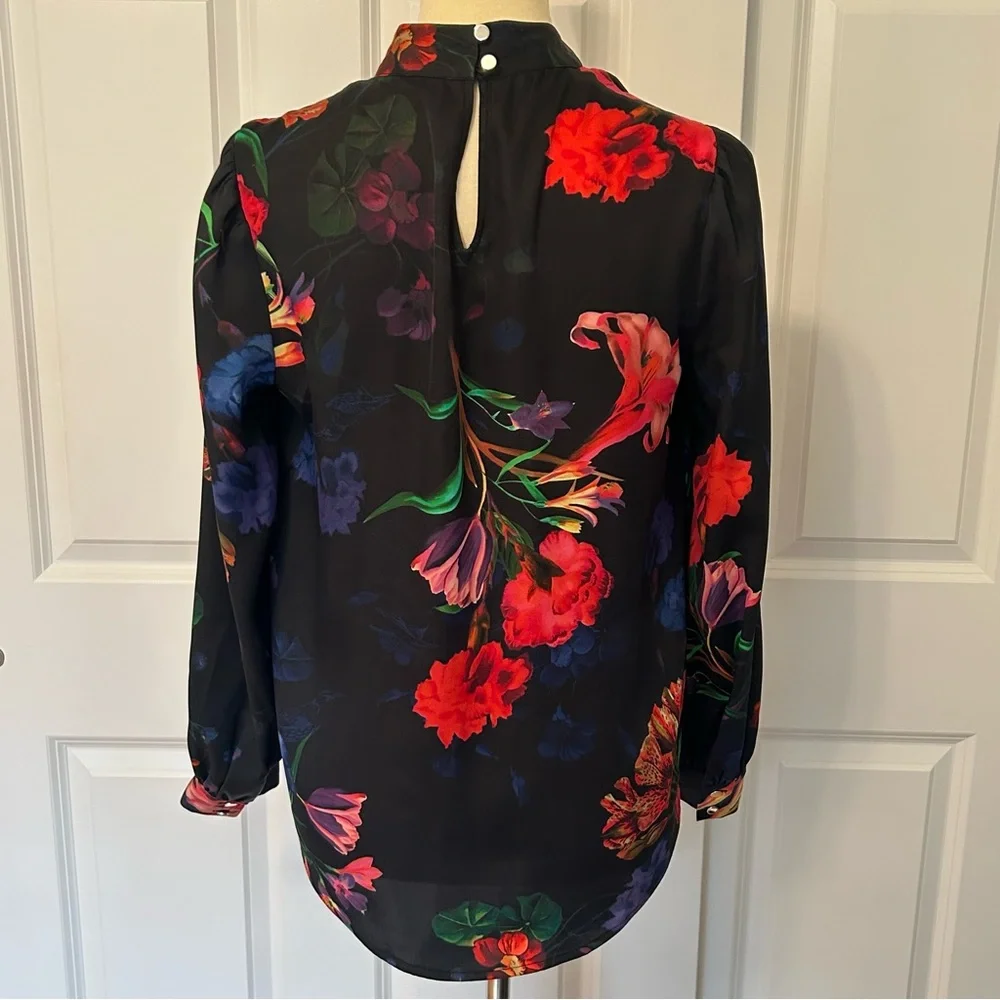 INC International Concepts Floral Blouse with Choker Collar